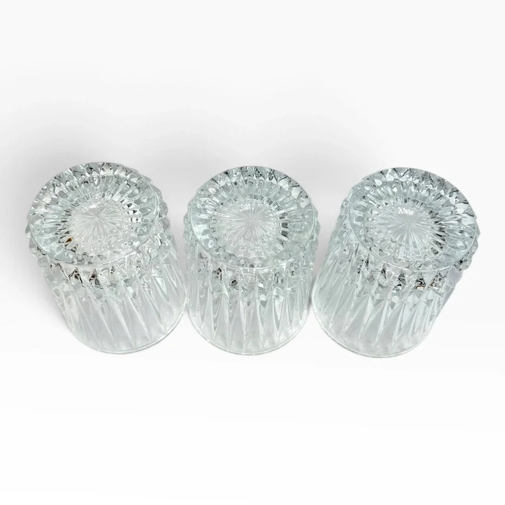 Set of 3  Fostoria Heritage Double Old Fashioned Glasses Clear Crystal